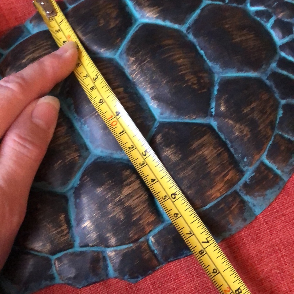 Metal turtle. Bronze with Aqua blue color. No hanger on back but could be added. - Picture 7 of 8